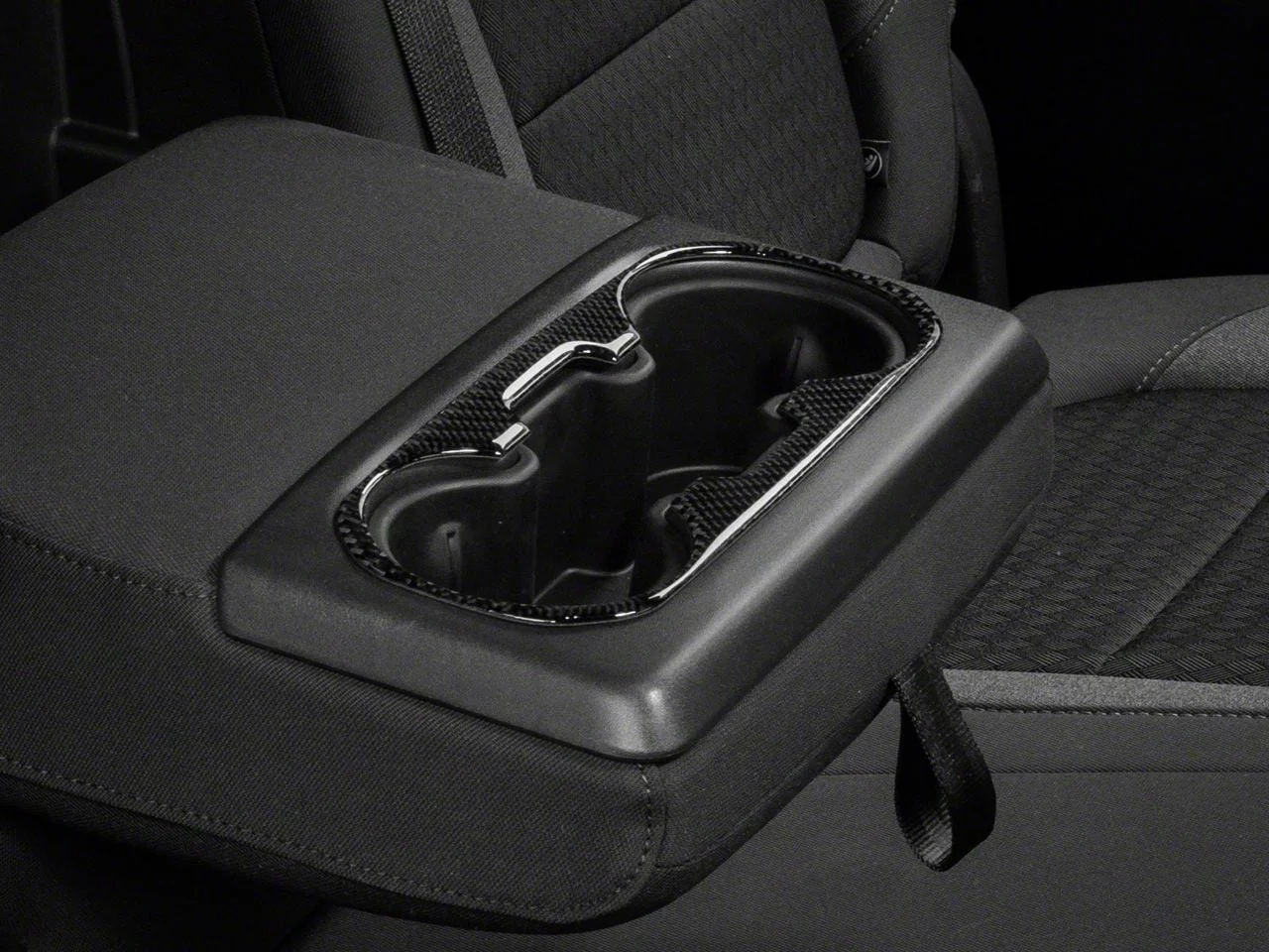 Center Console Cup Holder Accent Trim Only; Domed Carbon Fiber (20-24 Silverado 2500 HD)
