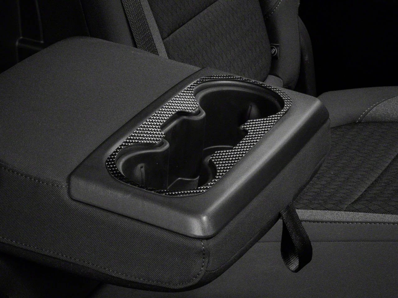 Center Console Cup Holder Accent Trim; Raw Carbon Fiber (20-24 Silverado 2500 HD)