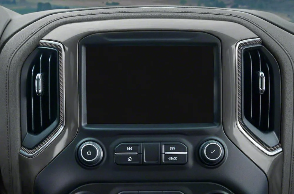 Center Dash A/C Vent Accent Trim; Matte Domed Carbon Fiber (20-24 Silverado 2500 HD)