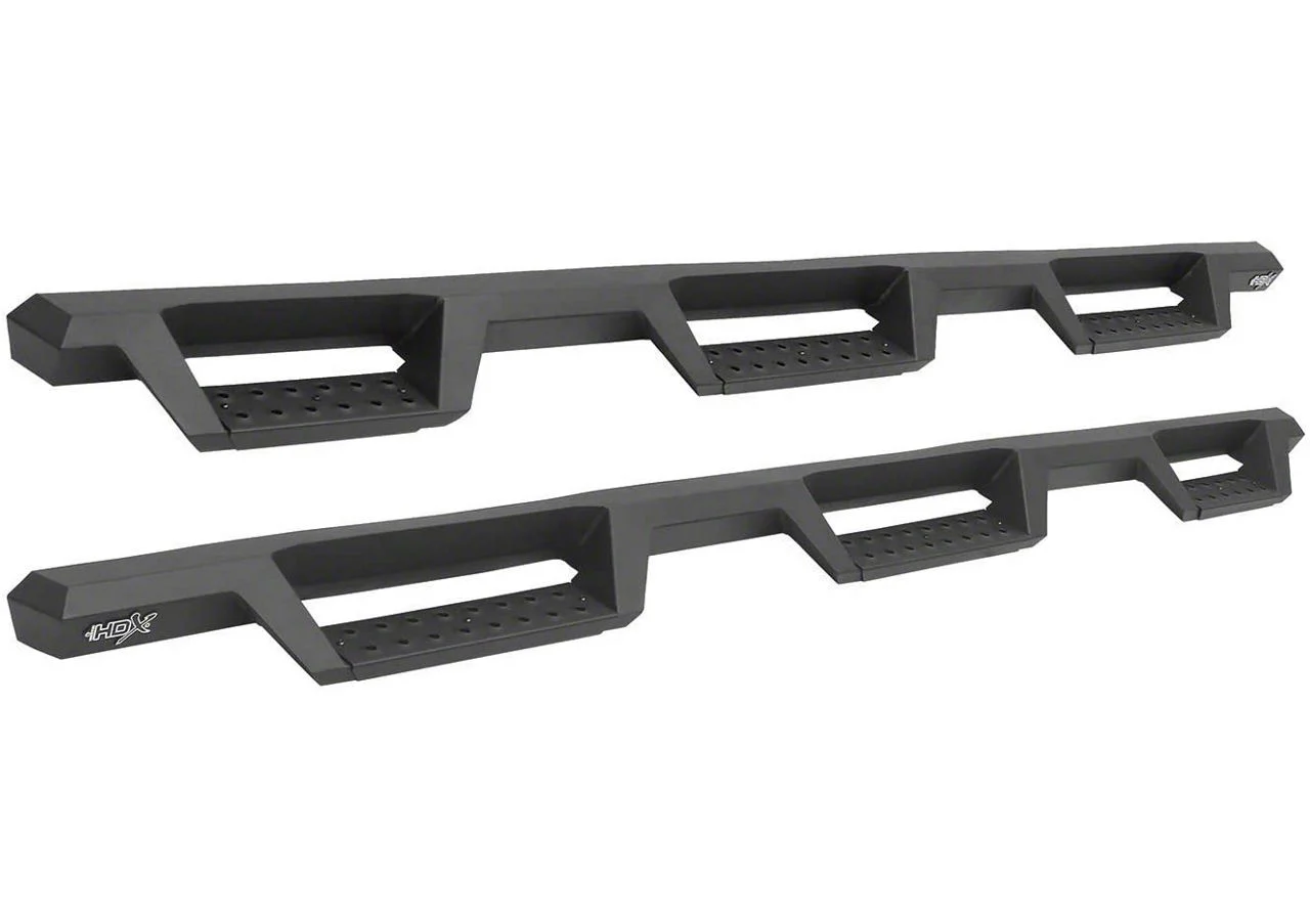 Westin HDX Drop Wheel-to-Wheel Nerf Side Step Bars; Textured Black (15-19 Silverado 2500 HD Double Cab DRW w/ 8-Foot Long Box)