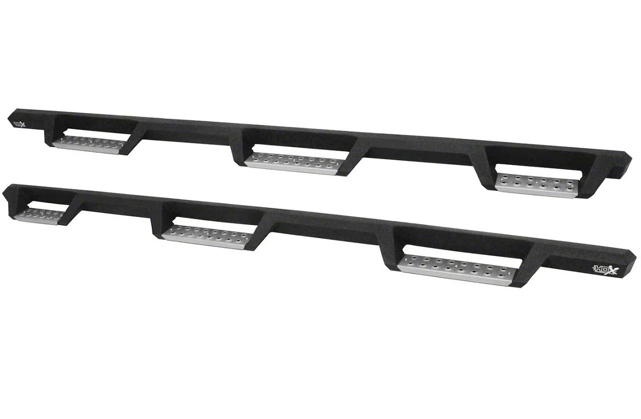 Westin HDX Stainless Wheel-to-Wheel Drop Nerf Side Step Bars; Textured Black (15-19 Silverado 2500 HD Double Cab DRW w/ 8-Foot Long Box)