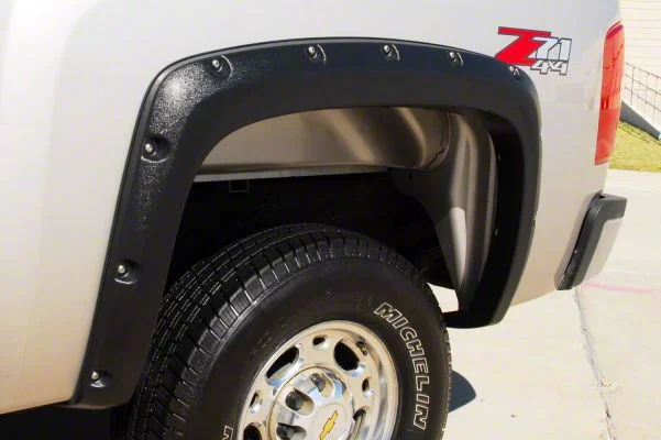 Elite Series Rivet Style Fender Flares; Rear; Textured Black (07-14 Silverado 2500 HD SRW)
