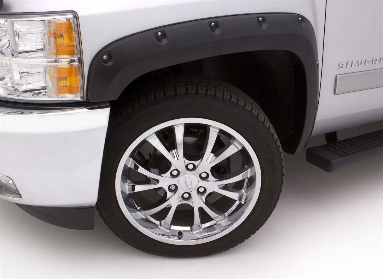 Elite Series Rivet Style Fender Flares; Rear; Textured Black (15-19 Silverado 2500 HD)