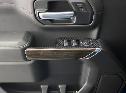 Front Door Switch Accent Trim; Domed Carbon Fiber (20-26 Silverado 2500 HD)