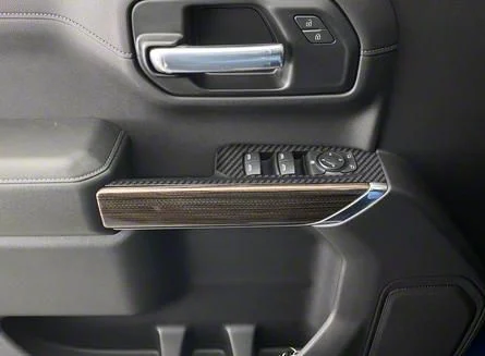 Front Door Switch Accent Trim; Raw Carbon Fiber (20-26 Silverado 2500 HD)