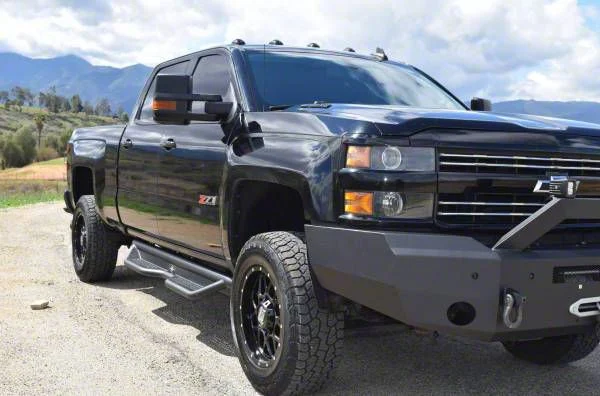 HD Side Step Bars; Textured Black (07-19 Silverado 2500 HD Crew Cab)