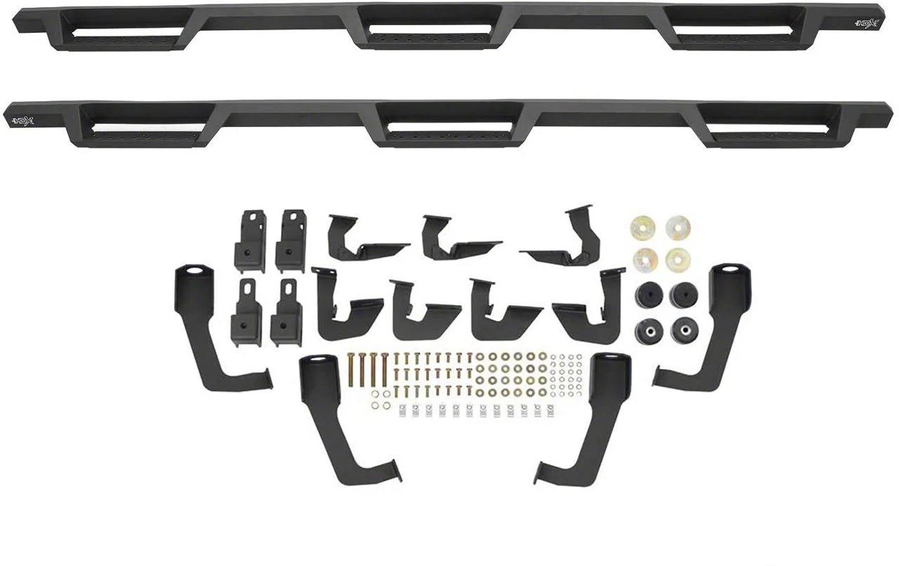 Westin HDX Drop Wheel-to-Wheel Nerf Side Step Bars; Textured Black (07-19 Silverado 2500 HD Crew Cab SRW w/ 8-Foot Long Box)