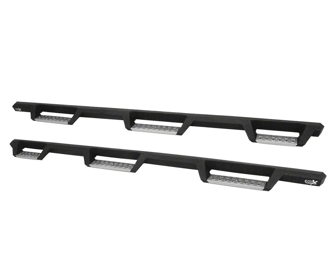 Westin HDX Stainless Wheel-to-Wheel Drop Nerf Side Step Bars; Textured Black (07-19 Silverado 2500 HD Crew Cab SRW w/ 8-Foot Long Box)