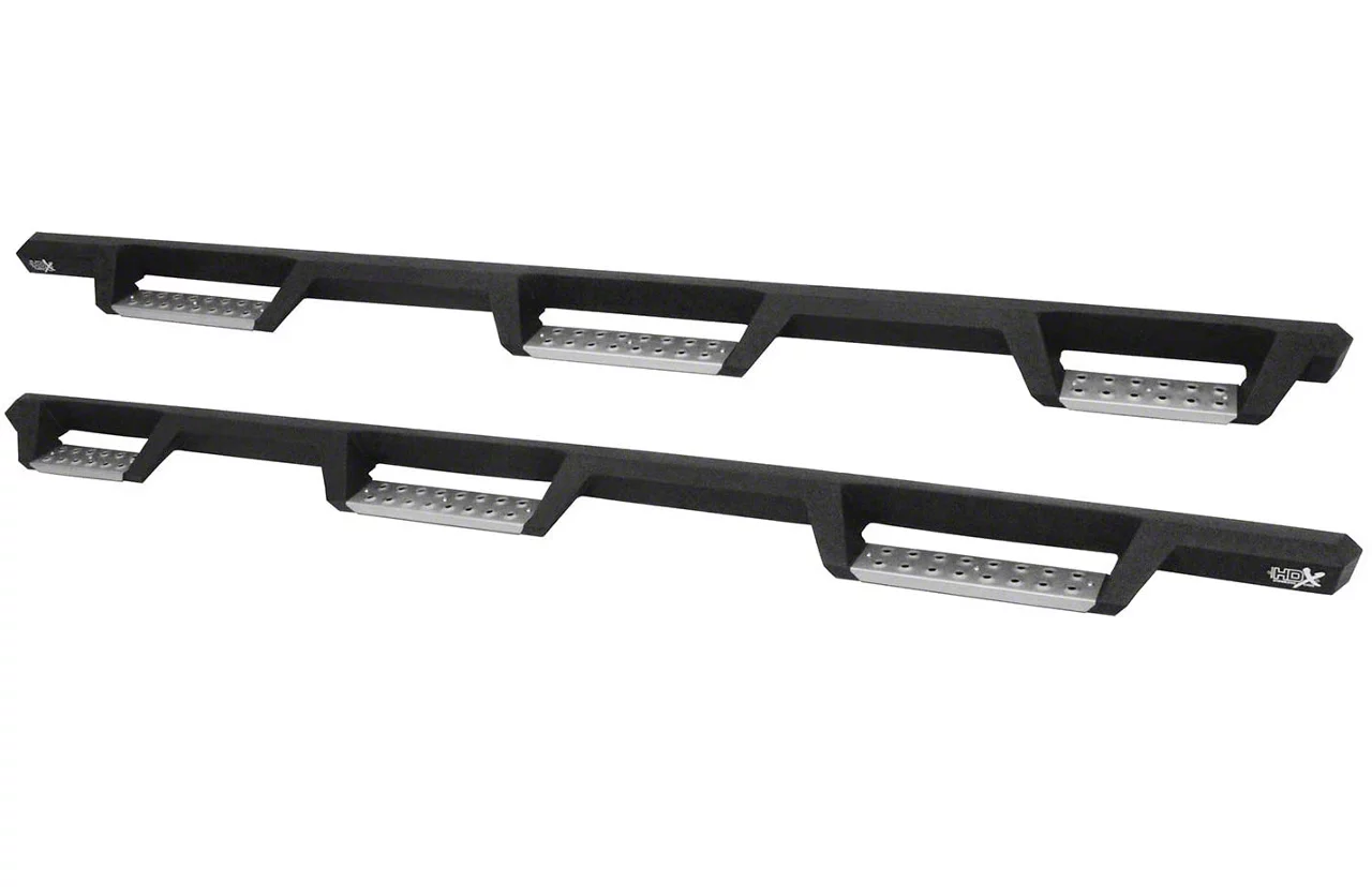 Westin HDX Stainless Wheel-to-Wheel Drop Nerf Side Step Bars; Textured Black (15-19 Silverado 2500 HD Double Cab w/ 6.50-Foot Standard Box)
