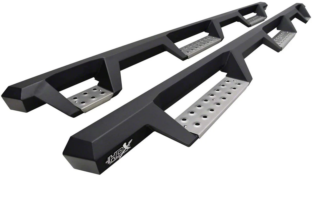 Westin HDX Stainless Wheel-to-Wheel Drop Nerf Side Step Bars; Textured Black (20-26 Silverado 2500 HD Crew Cab w/ 8-Foot Long Box)