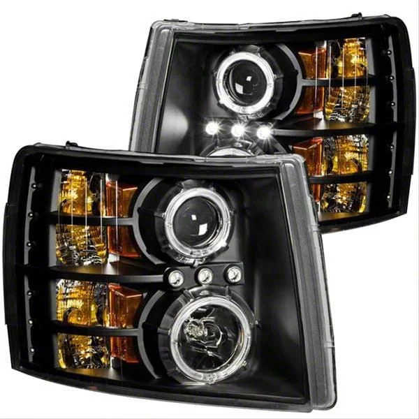 LED Halo Projector Headlights; Black Housing; Clear Lens (07-14 Silverado 2500 HD)