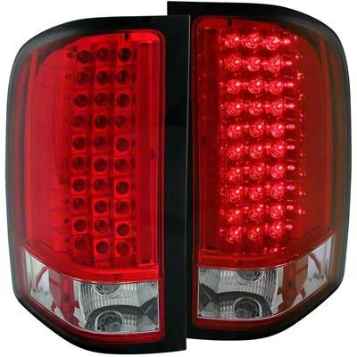 LED Tail Lights; Chrome Housing; Red Lens (07-14 Silverado 2500 HD)