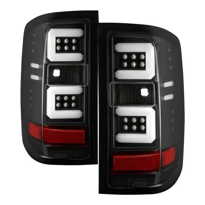 Light Bar LED Tail Lights; All Black Housing; Clear Lens (15-19 Silverado 2500 HD w/ Factory Halogen Tail Lights)