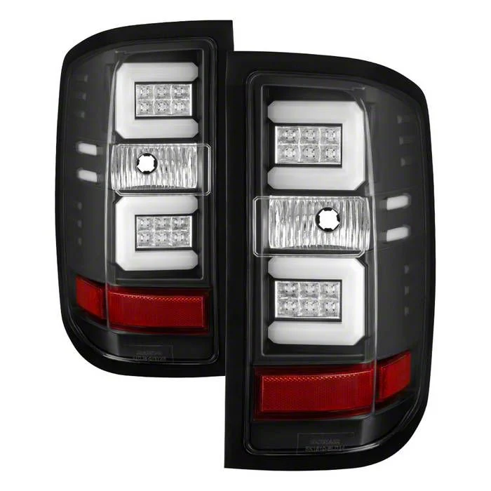 Light Bar LED Tail Lights; Black Housing; Clear Lens (16-19 Silverado 2500 HD w/ Factory LED Tail Lights)