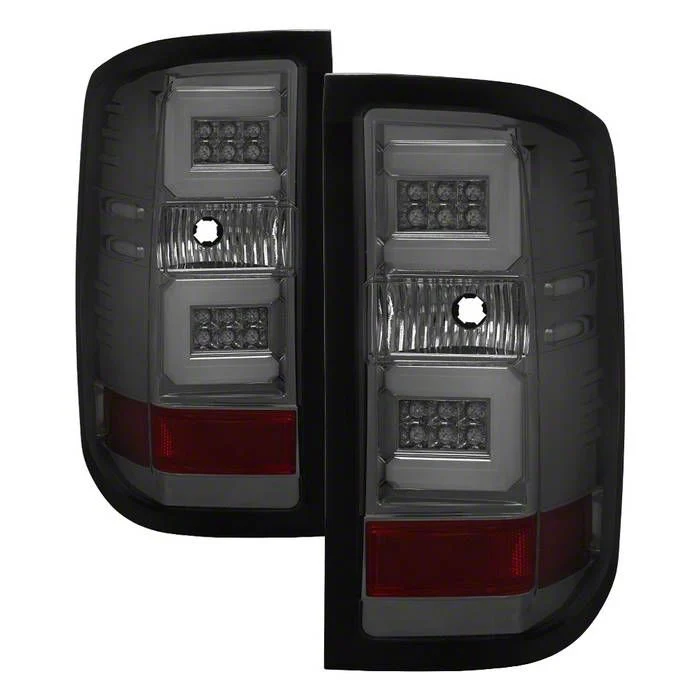 Light Bar LED Tail Lights; Black Housing; Smoked Lens (16-19 Silverado 2500 HD w/ Factory LED Tail Lights)