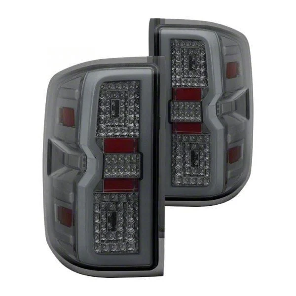 Light Bar LED Tail Lights; Chrome Housing; Smoked Lens (15-19 Silverado 2500 HD w/ Factory Halogen Tail Lights)