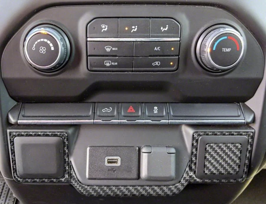 Lower Center Dash Accents; Domed Carbon Fiber (20-24 Silverado 2500 HD)
