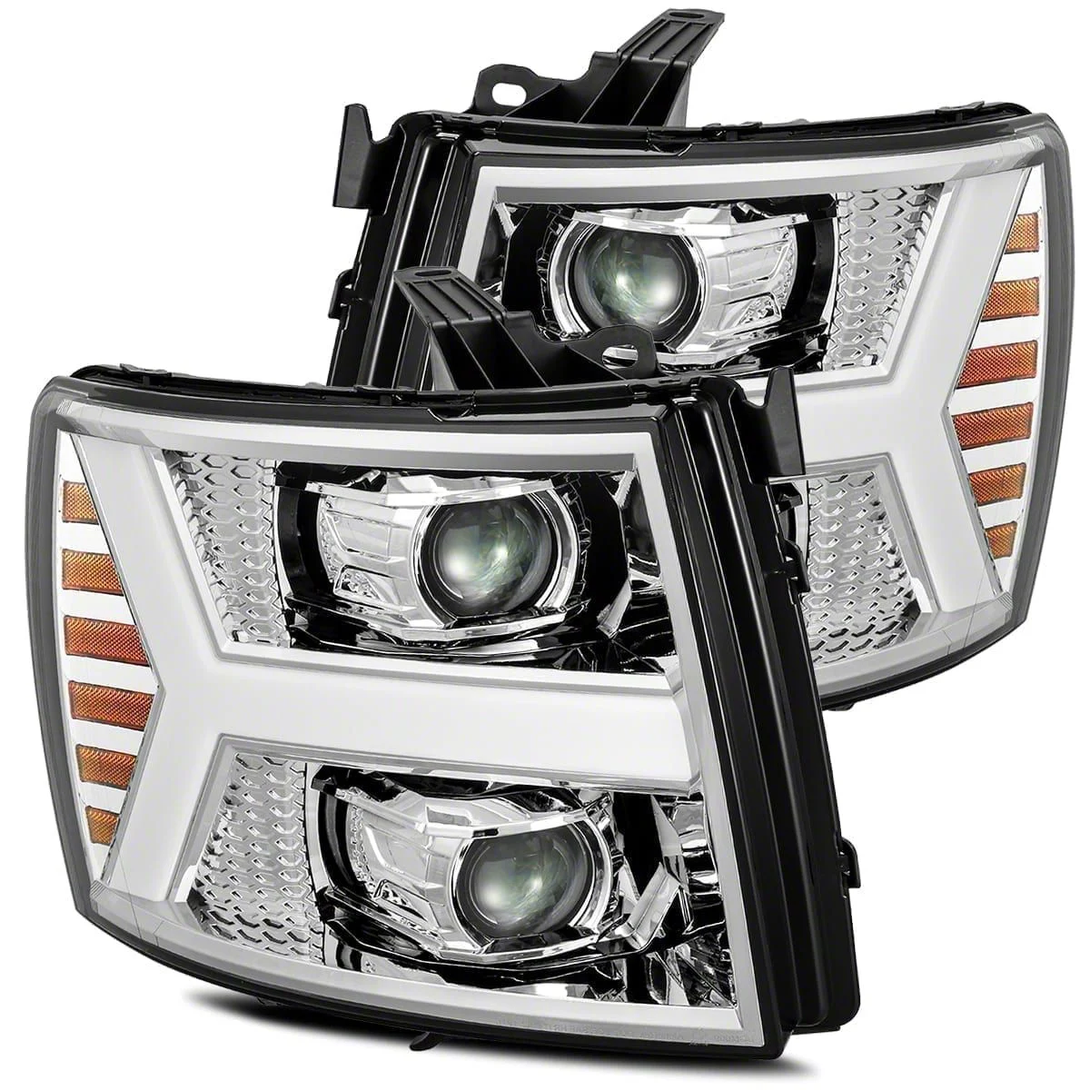 AlphaRex LUXX-Series LED Projector Headlights; Chrome Housing; Clear Lens (07-14 Silverado 2500 HD)
