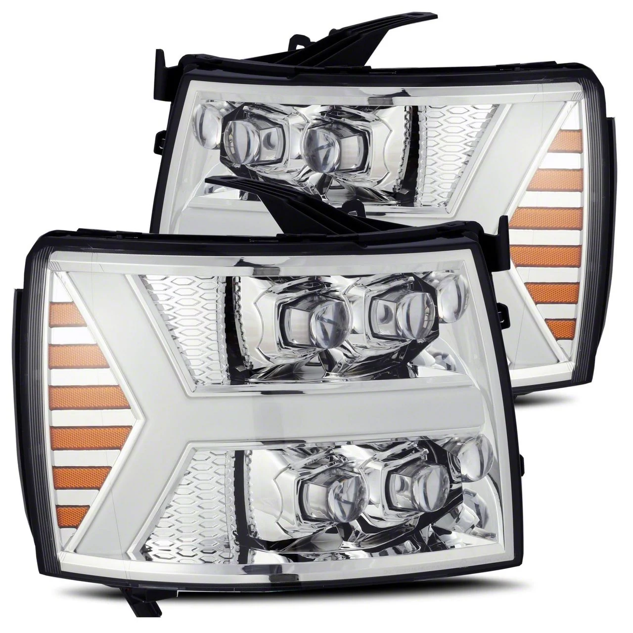 AlphaRex NOVA-Series LED Projector Headlights; Chrome Housing; Clear Lens (07-14 Silverado 2500 HD)