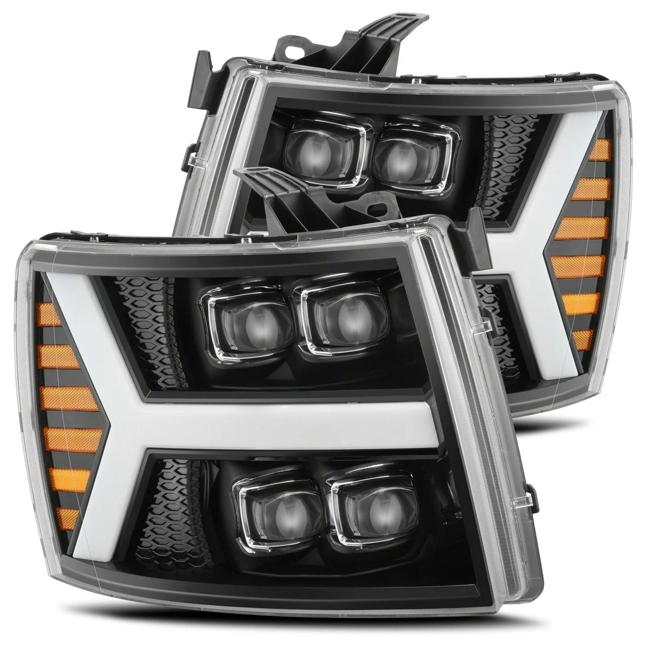 AlphaRex NOVA-Series LED Projector Headlights; Jet Black Housing; Clear Lens (07-14 Silverado 2500 HD)
