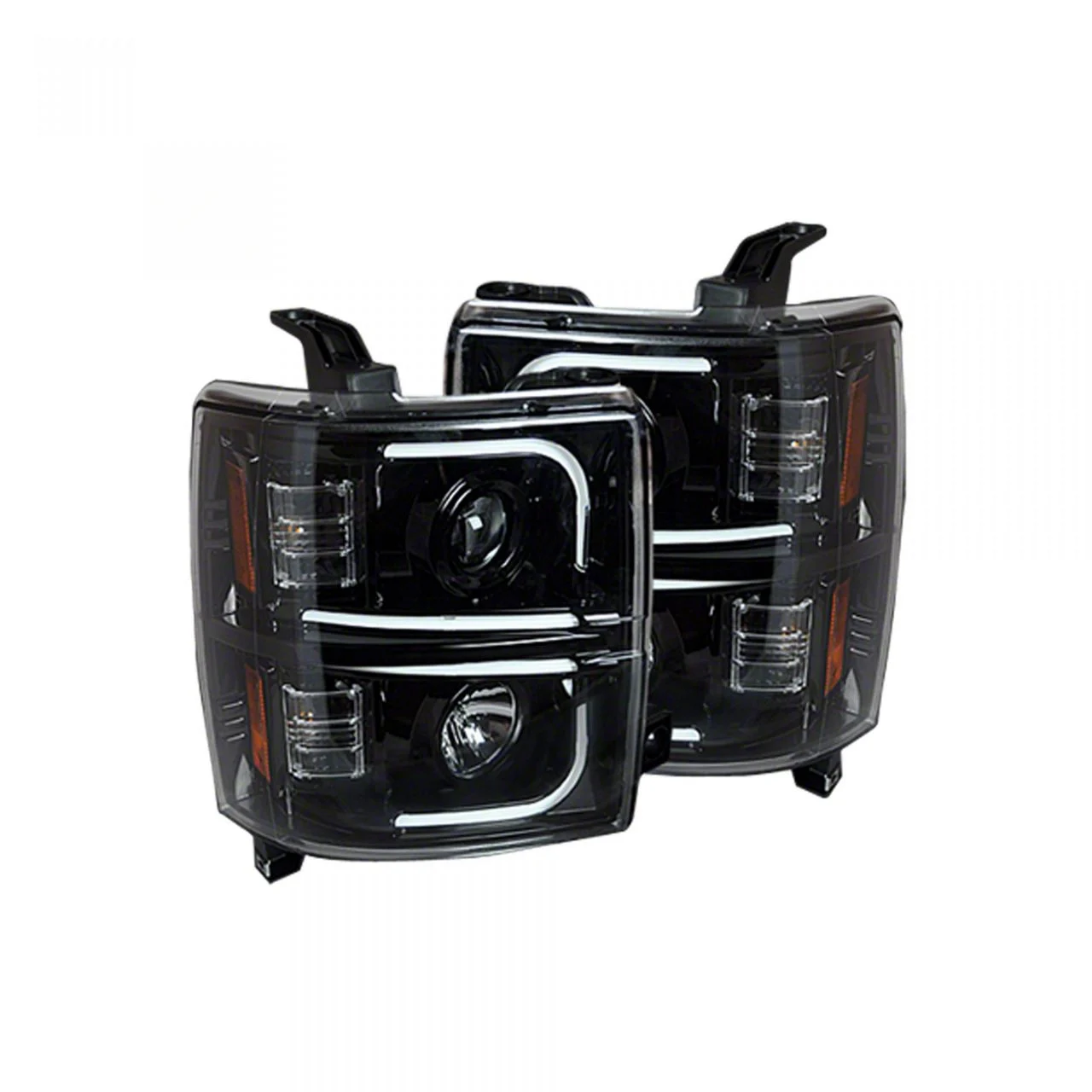 OLED Halo Projector Headlights; Black Housing; Smoked Lens (15-19 Silverado 2500 HD)