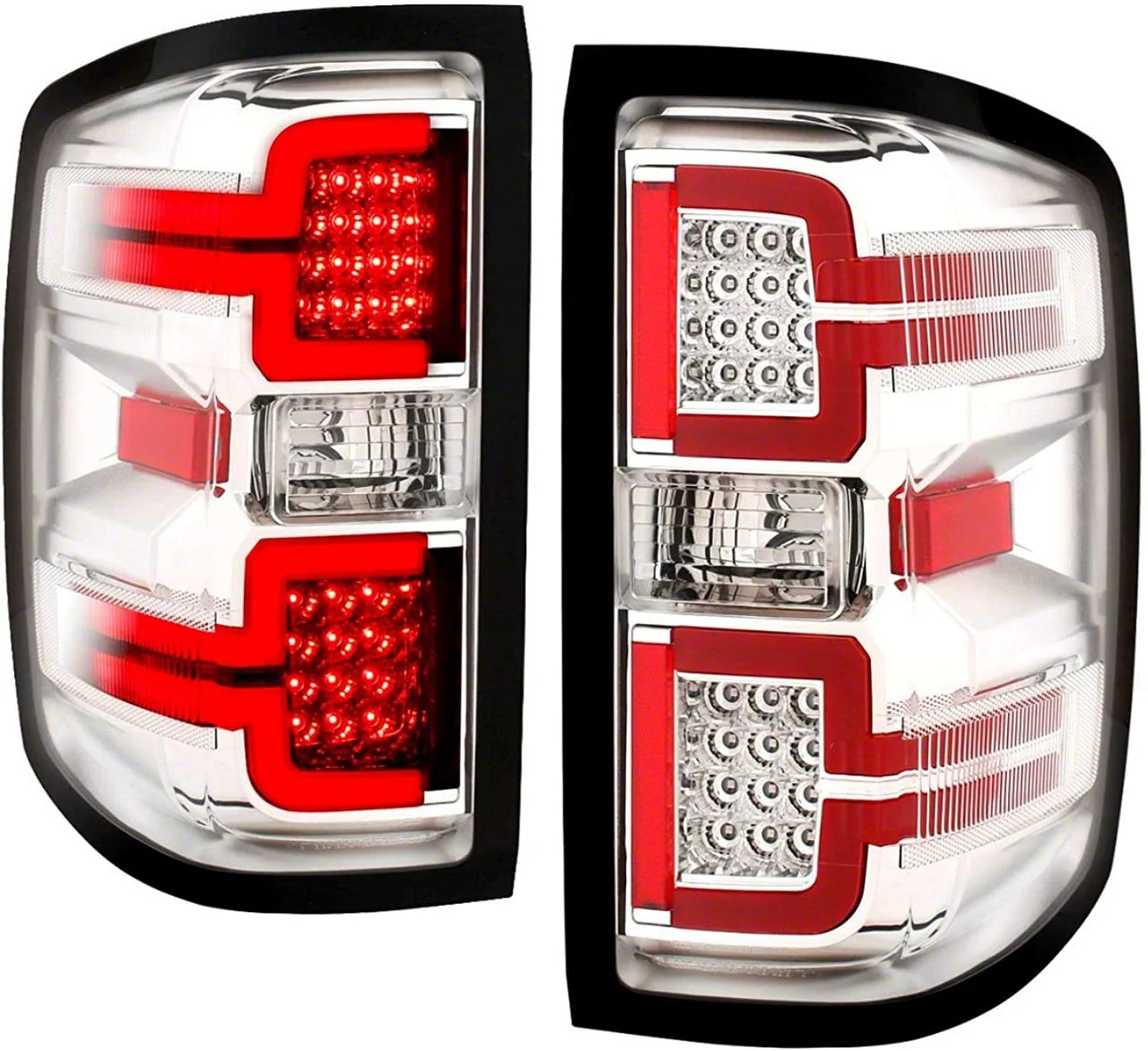 Sequential LED Tail Lights; Chrome Housing; Clear Lens (15-19 Silverado 2500 HD w/ Factory Halogen Tail Lights)