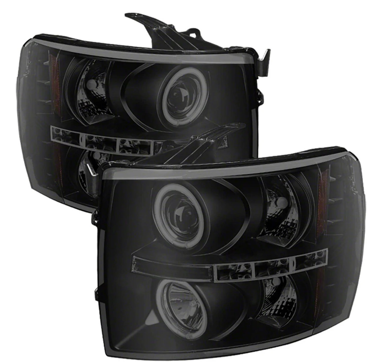 Signature Series CCFL Halo Projector Headlights; Black Housing; Smoked Lens (07-14 Silverado 2500 HD)