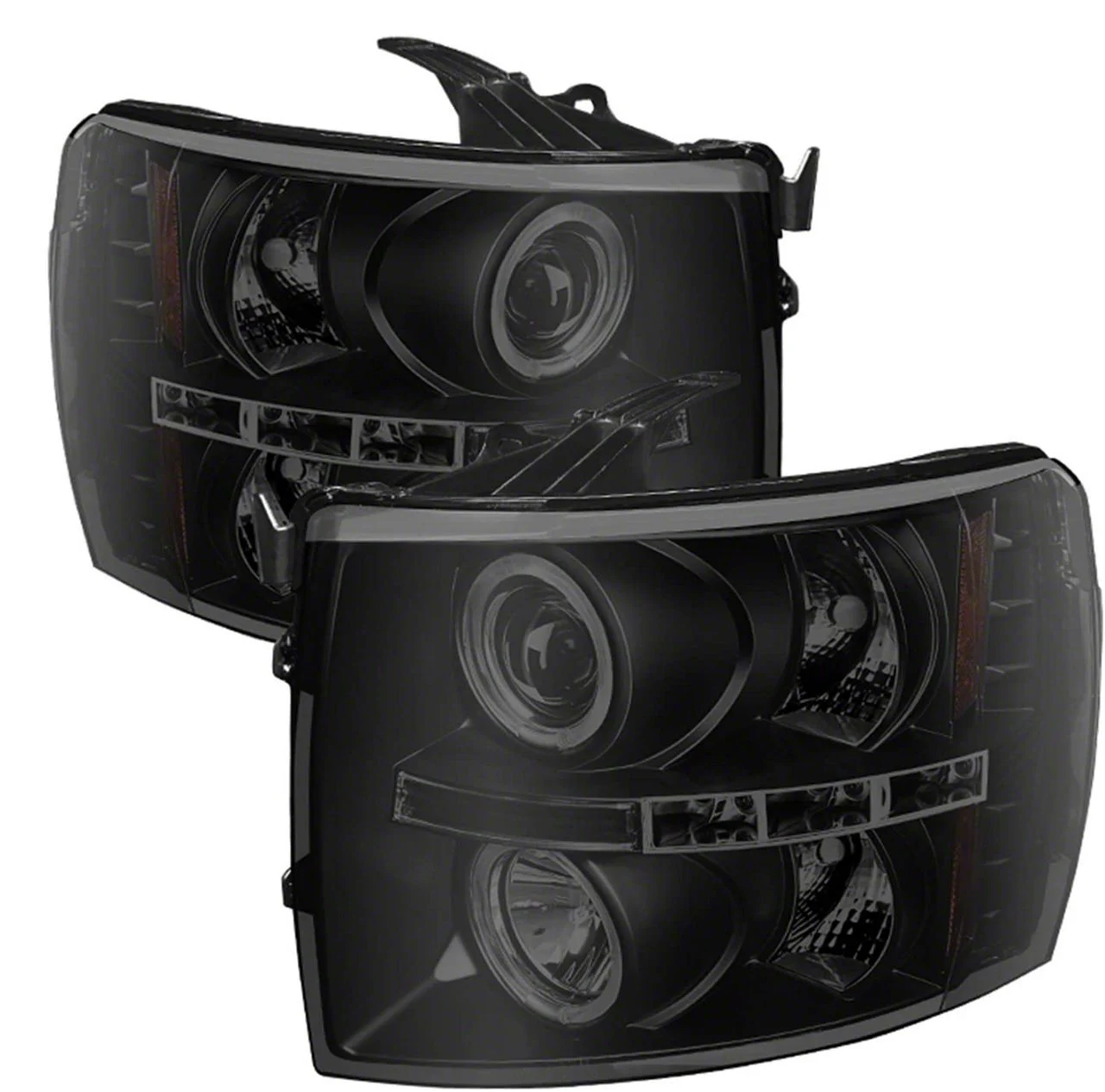 Signature Series LED Halo Projector Headlights; Black Housing; Smoked Lens (07-14 Silverado 2500 HD)