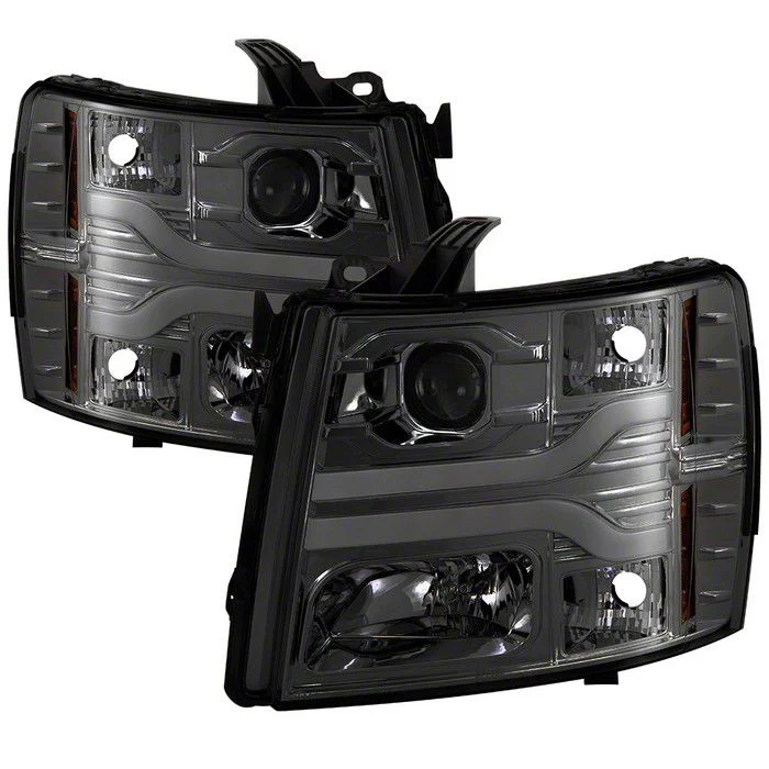 Signature Series Version 3 LED DRL Projector Headlights; Smoke (07-14 Silverado 2500 HD)