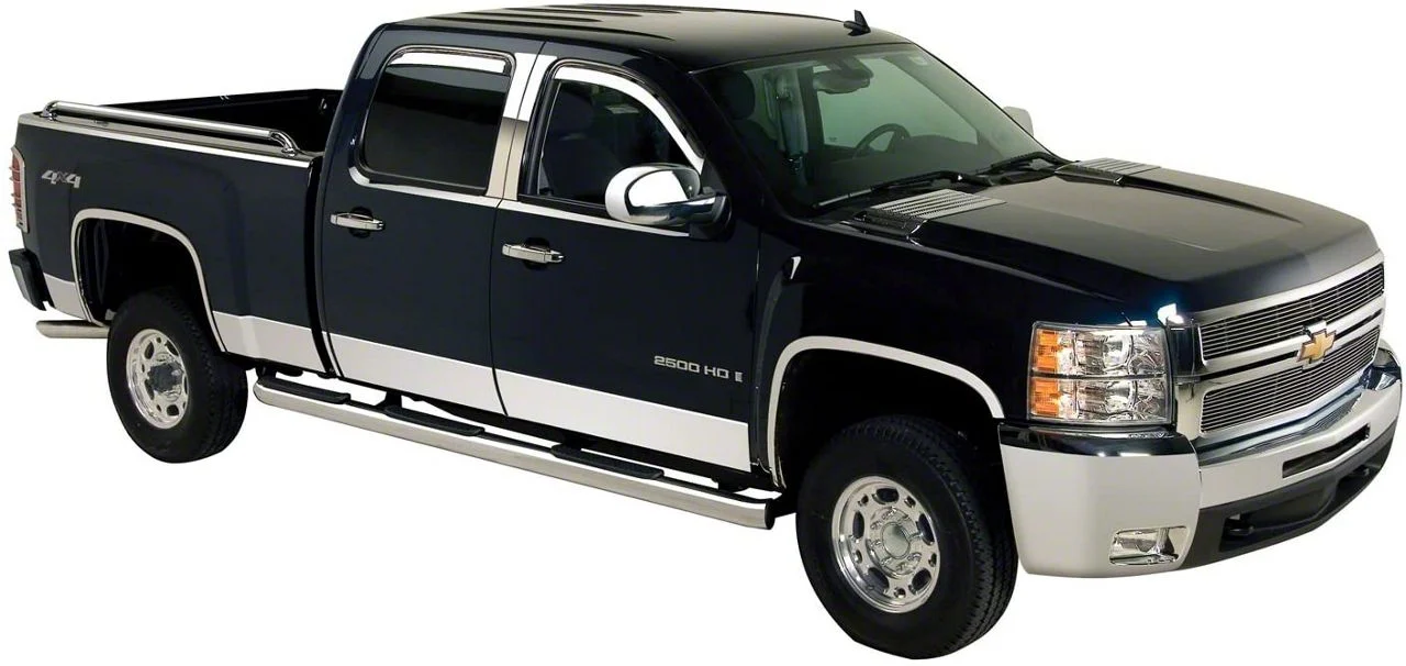 Putco Stainless Steel Rocker Panels (15-19 Silverado 2500 HD Crew Cab DRW w/ 8-Foot Long Box)