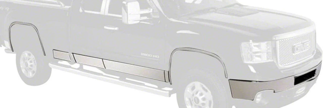 Putco Stainless Steel Rocker Panels with Bowtie Logo (15-19 Silverado 2500 HD Double Cab DRW w/ 8-Foot Long Box)