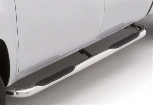 3-Inch Round Bent Nerf Side Step Bars; Polished Stainless (07-14 Silverado 2500 HD Extended Cab)