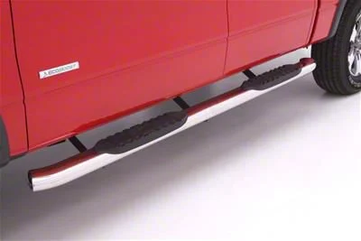 5-Inch Oval Curved Nerf Side Step Bars; Polished Stainless (07-19 Silverado 2500 HD Regular Cab)
