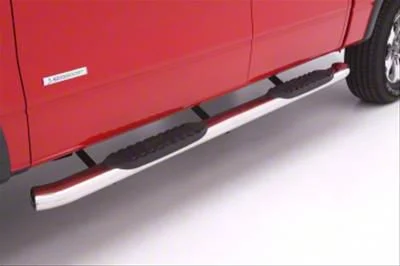 5-Inch Oval Curved Nerf Side Step Bars; Polished Stainless (07-14 Silverado 2500 HD Crew Cab)