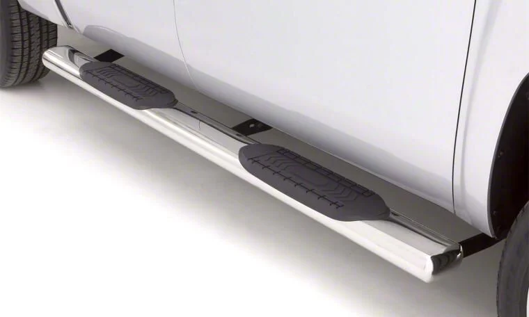 6-Inch Oval Straight Nerf Side Step Bars; Polished Stainless (07-19 Silverado 2500 HD Crew Cab)