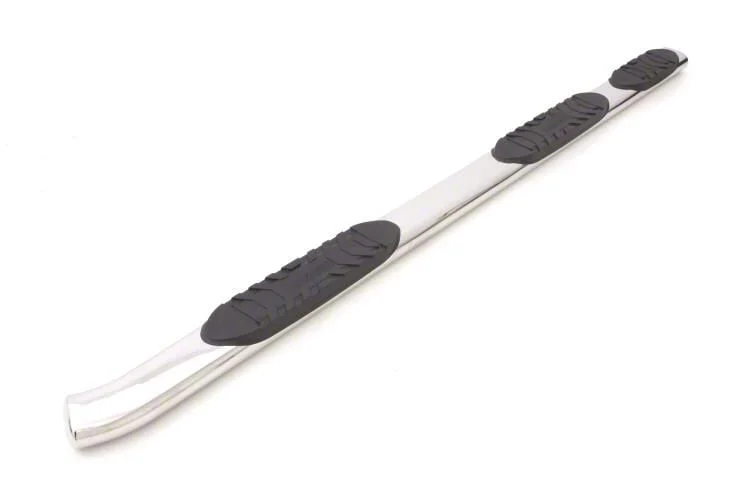 5-Inch Oval Wheel-To-Wheel Nerf Side Step Bars; Polished Stainless (07-19 Silverado 2500 HD Extended/Double Cab w/ 6.50-Foot Standard Box)