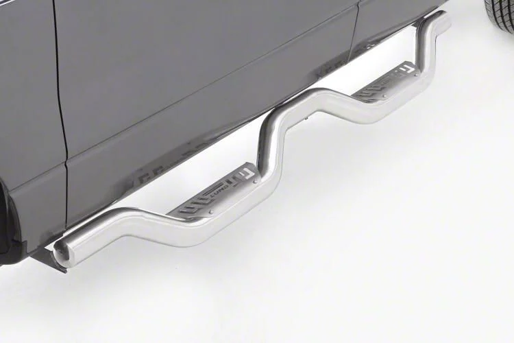 Latitude Nerf Side Step Bars; Polished Stainless (07-14 Silverado 2500 HD Extended Cab)