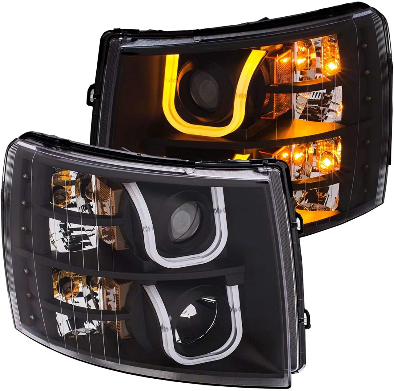 U-Bar Switchback Projector Headlights; Black Housing; Clear Lens (07-14 Silverado 2500 HD)