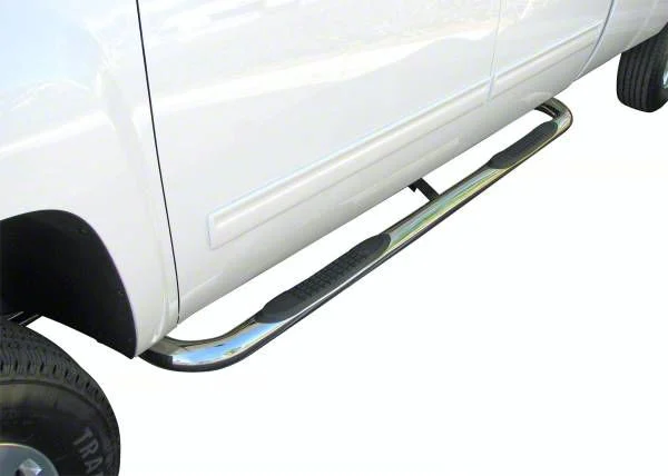 3-Inch Round Side Step Bars; Rocker Mount; Stainless Steel (20-26 Silverado 3500 HD Regular Cab)