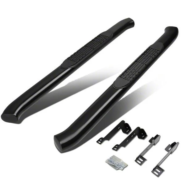 4-Inch Nerf Side Step Bars; Black (07-14 Silverado 3500 HD Regular Cab)