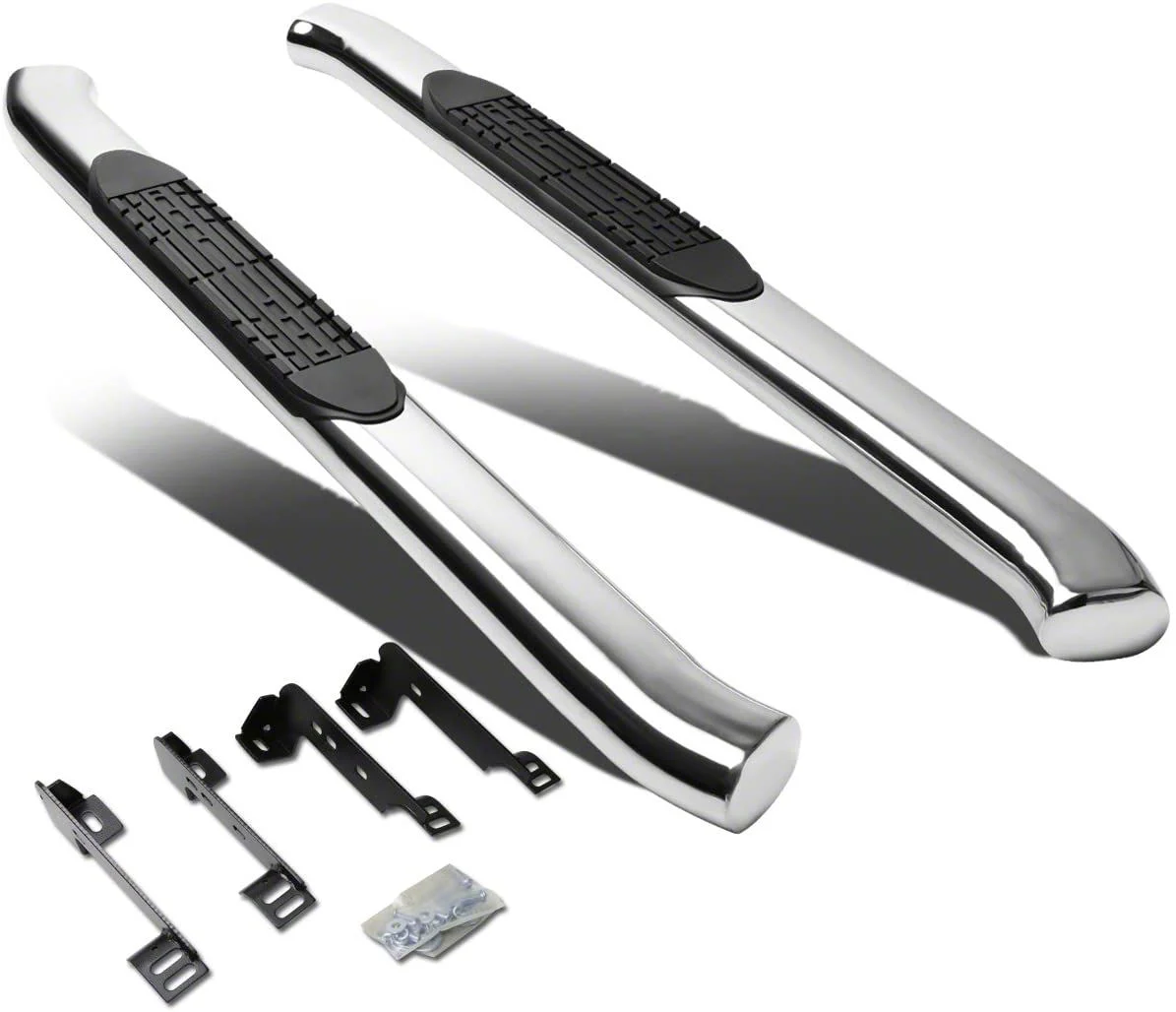 4-Inch Nerf Side Step Bars; Stainless Steel (07-14 Silverado 3500 HD Regular Cab)