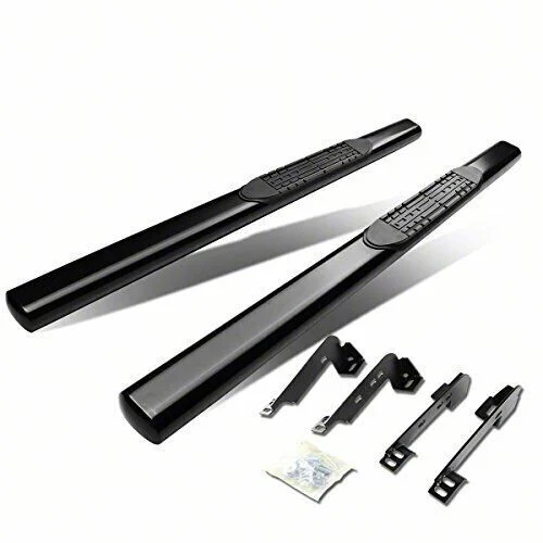 4-Inch Straight Nerf Side Step Bars; Black (07-14 Silverado 3500 HD Regular Cab)