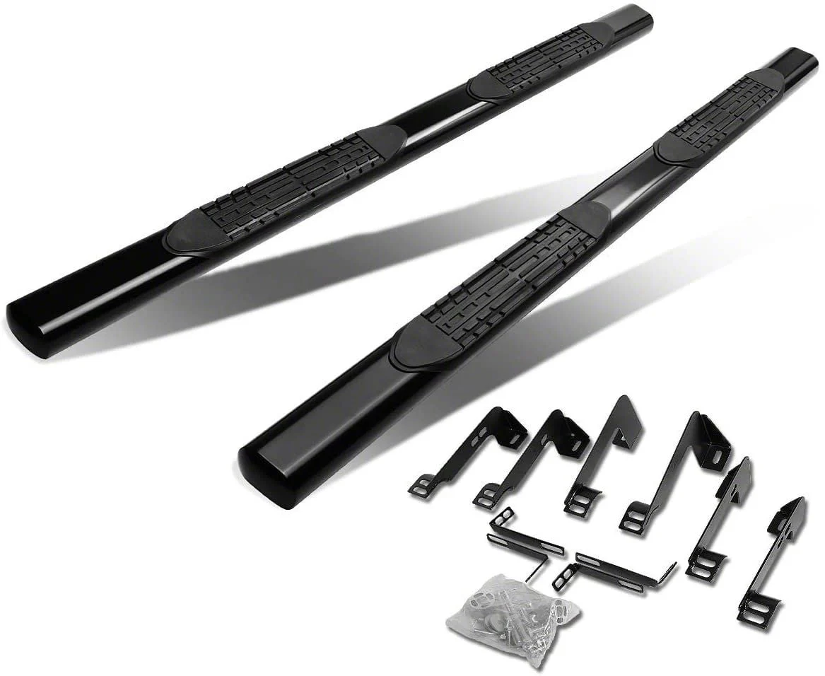 4-Inch Straight Nerf Side Step Bars; Black (07-14 Silverado 3500 HD Crew Cab)