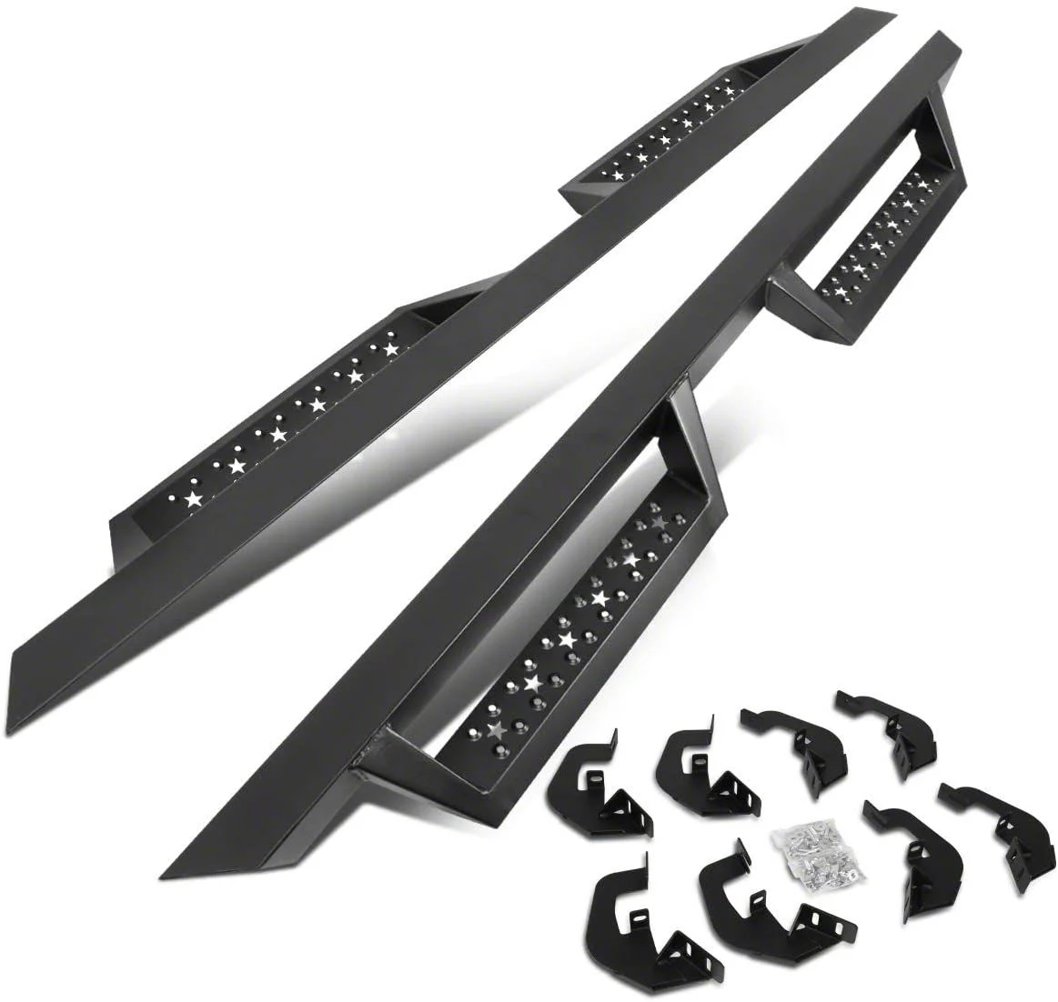 4.50-Inch Nerf Side Step Bars; Black (07-19 Silverado 3500 HD Crew Cab)