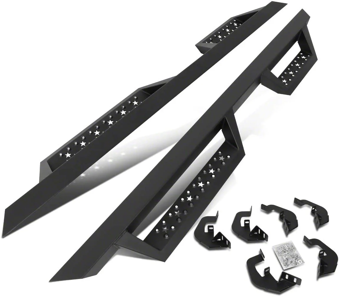 4.50-Inch Nerf Side Step Bars; Black (07-19 Silverado 3500 HD Extended/Double Cab)
