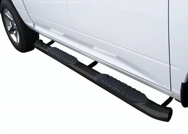 5-Inch Premium Oval Side Step Bars; Body Mount; Semi-Gloss Black (07-14 Silverado 3500 HD Crew Cab)