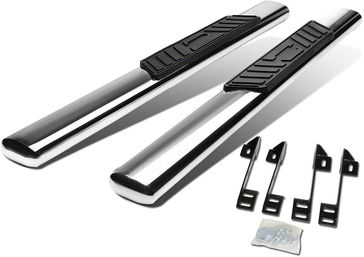 5-Inch Straight Nerf Side Step Bars; Stainless Steel (07-14 Silverado 3500 HD Regular Cab)