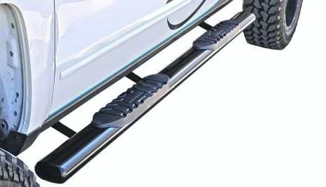 5-Inch Straight Oval Side Step Bars; Body Mount; Semi-Gloss Black (07-14 Silverado 3500 HD Extended Cab)