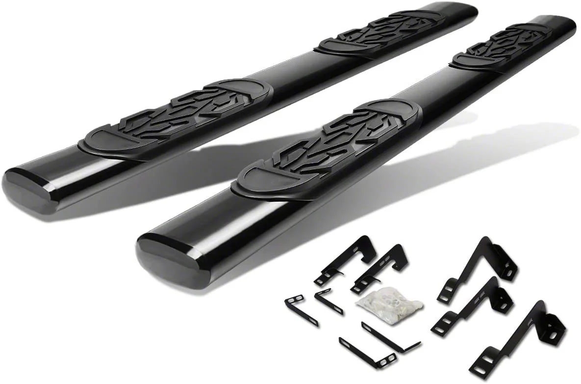 6-Inch Straight Nerf Side Step Bars; Black (07-14 Silverado 3500 HD Extended Cab)
