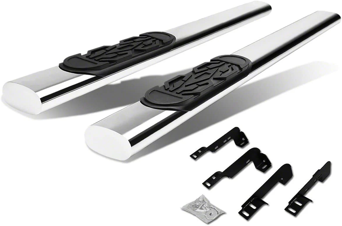 6-Inch Straight Nerf Side Step Bars; Stainless Steel (07-14 Silverado 3500 HD Regular Cab)